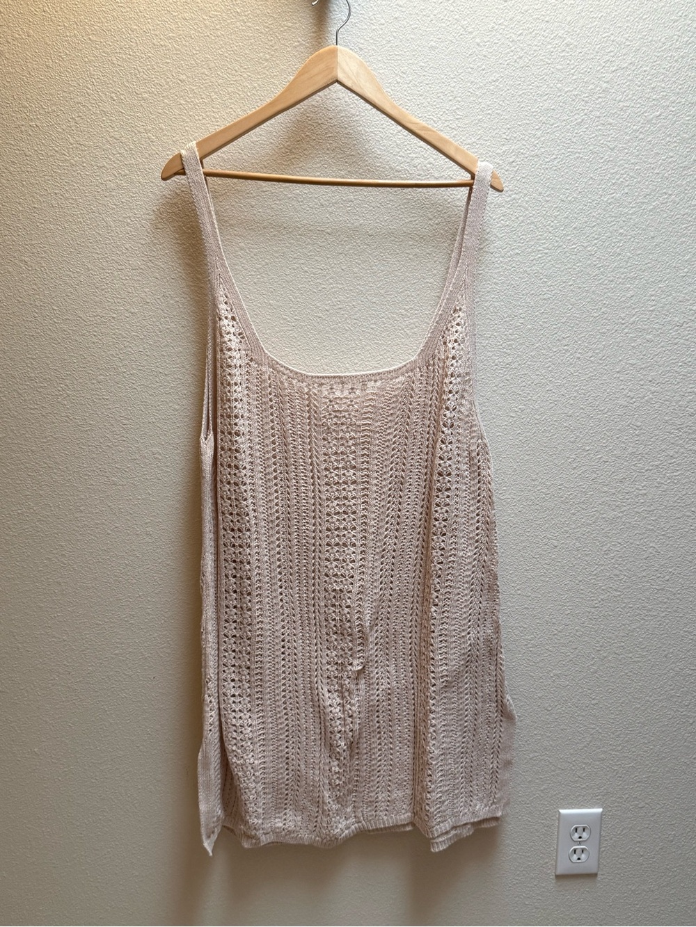 Anthropologie Cream Crochet Knit Cover Up
